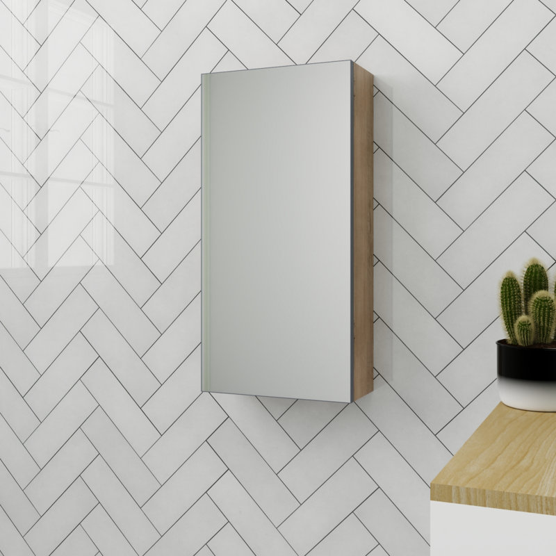 Armoire de rangement pour salle de bain avec miroir flottant de 14 po avec tablettes en verre, 13.78"