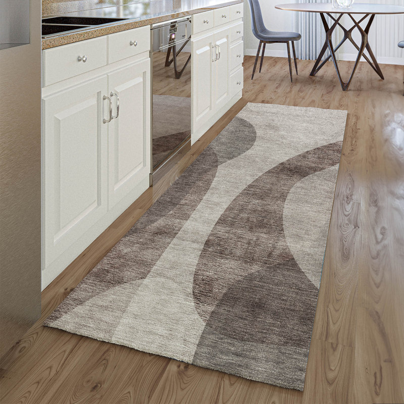 Premium Machine Washable Arnette Mocha Rug, Runner 2'3" x 7'6"