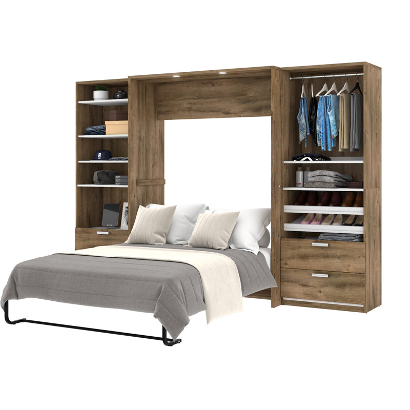Osterman Murphy Bed, Full, Rustic Brown/White