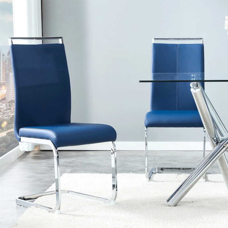 Mangano Dining Chair, Blue, Silver