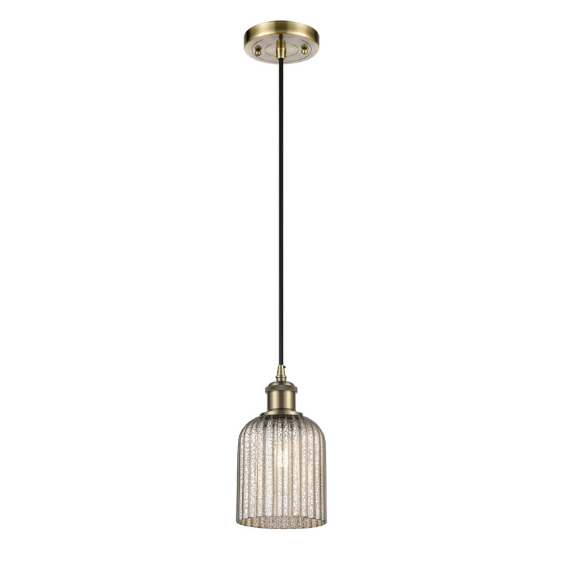 Luminaire suspendu 1 lumière Aalina, Laiton antique, Granuleux