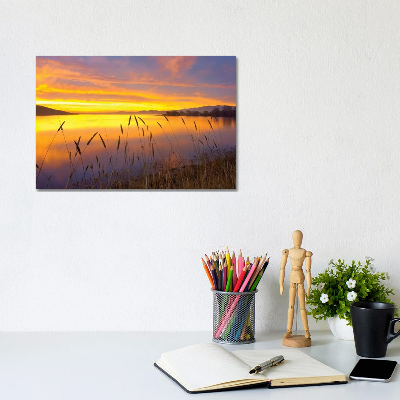 Sunrise At San Luis Reservoir, San Joaquin Valley, California by Tim Fitzharris - Wrapped Canvas Print