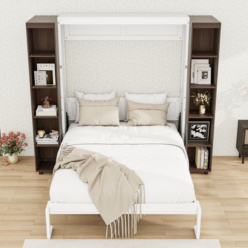 Queen Murphy Bed with Storage Cabinets, Espresso