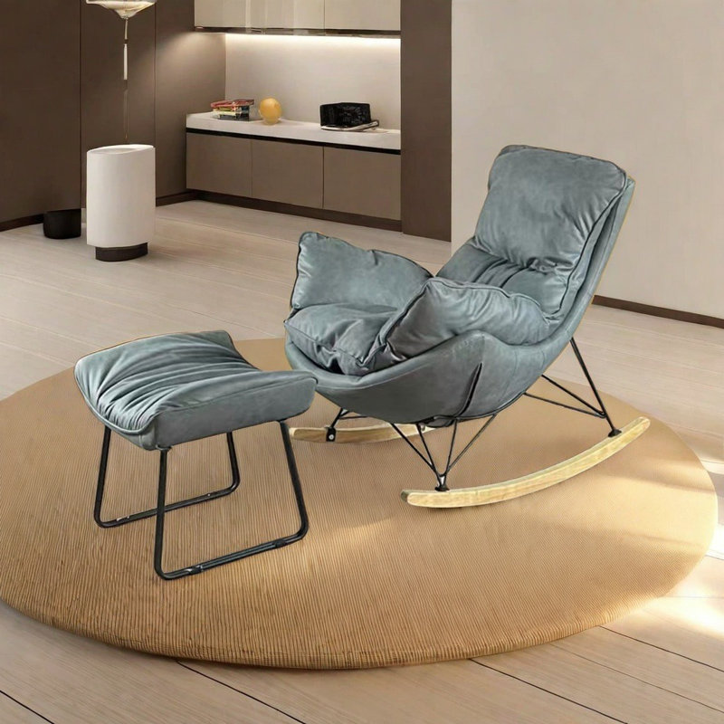 Chaise berçante de salon italien, Bleu sarcelle