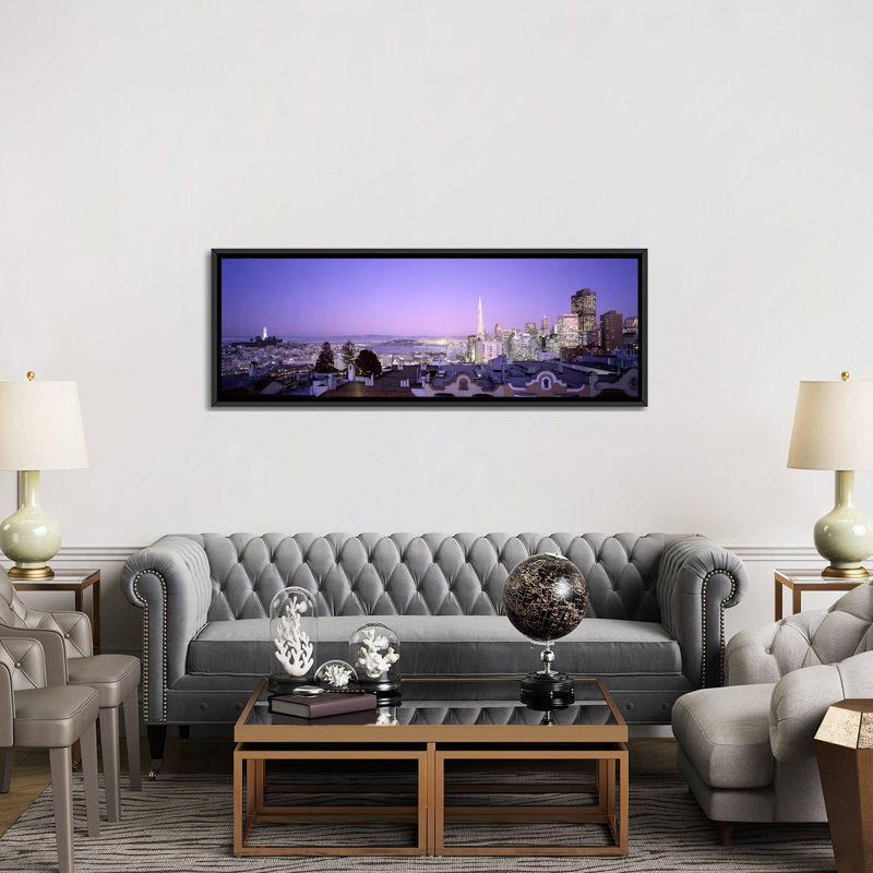 «Nob Hill, San Francisco, California», reproduction de photo sur toile, H 20 po x l 60 po x P 1,5 po, Toile avec cadre noir
