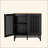 Cabinet With Slatted Grille Striped Door, Modern Style Cabinet, High-Quality MDF And Metal Leg