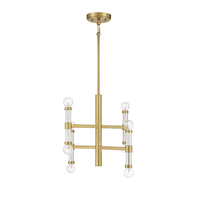 Lustre 8 lumières Edberg en laiton chaud (SORTIE), Laiton