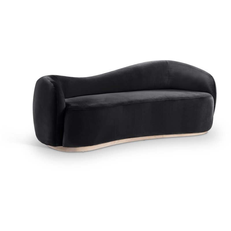 Canapé en velours 92,5 po Aldana, Velours noir