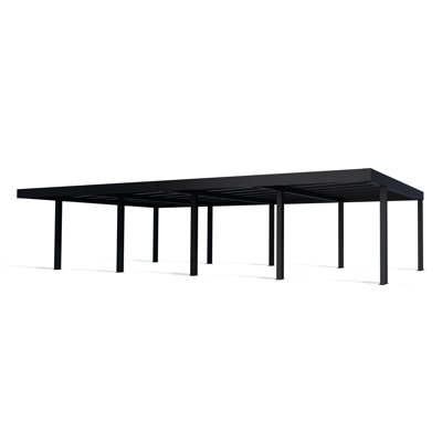 Palram - Canopia Oslo 20' D x 20' W Aluminum Polycarbonate Carport Canopy Black/Gray