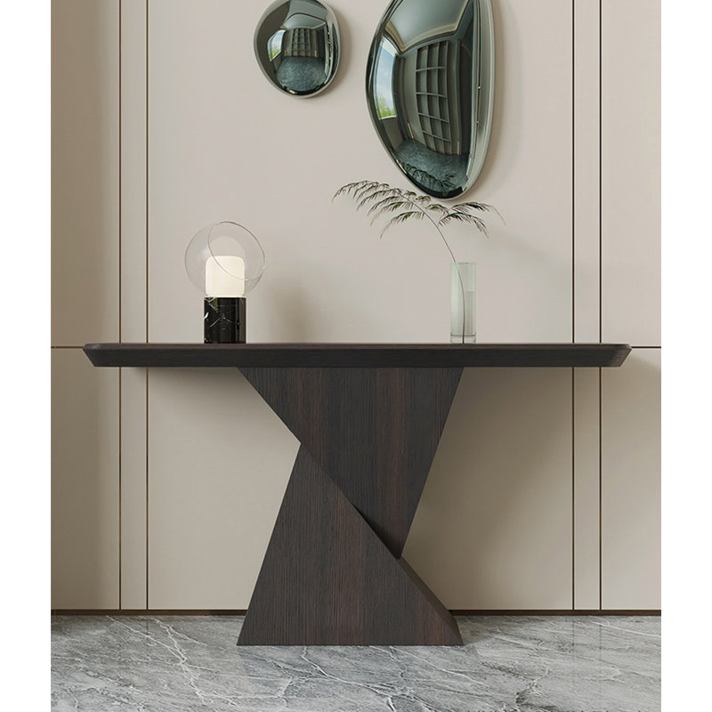 Modern Geometric Solid Wood Entryway Console Table, 29.5" H x 55.1" W x 15.7" D