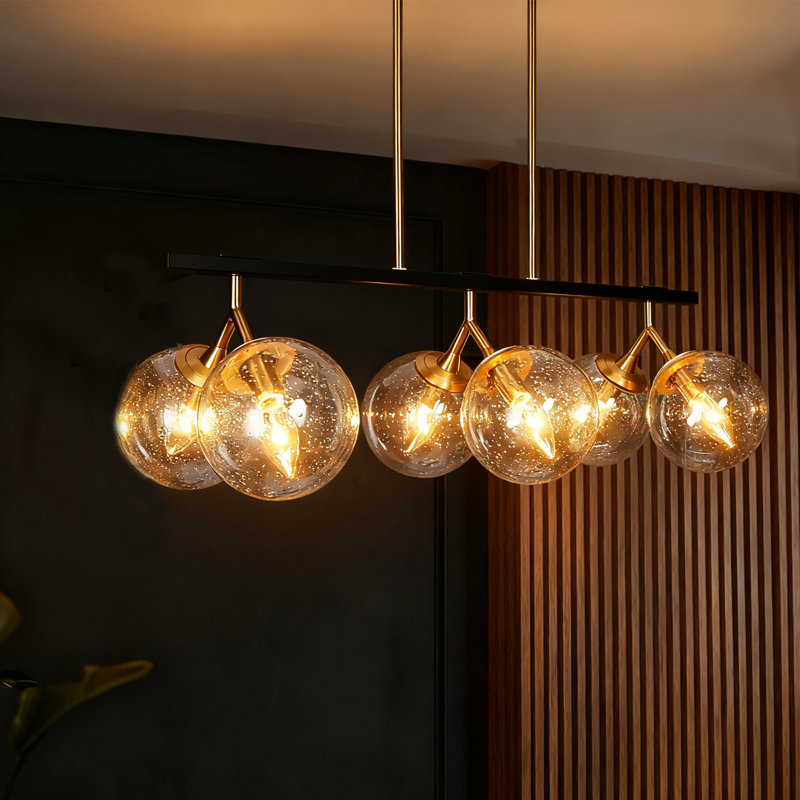 Luminaire suspendu linéaire 6 lumières pour îlot de cuisine Globe