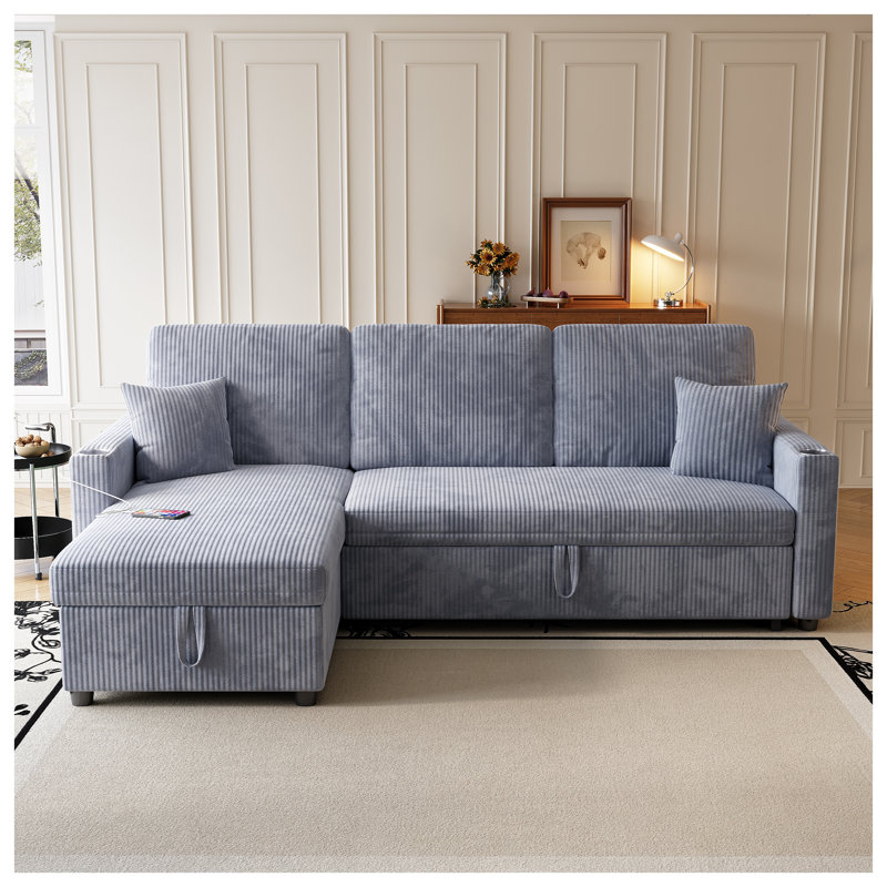 Canapé-lit modulaire convertible Corduroy, Gris