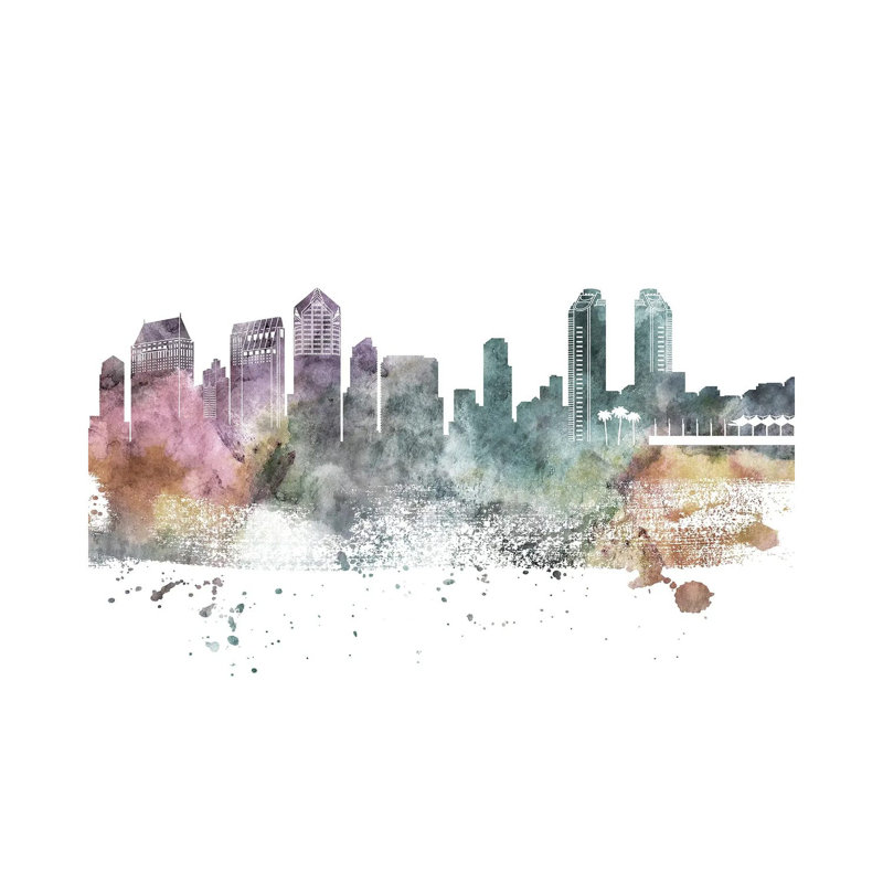 San Diego Pastel Skylines by WallDecorAddict - Wrapped Canvas Print, 66.04 cm H x 45.72 cm W