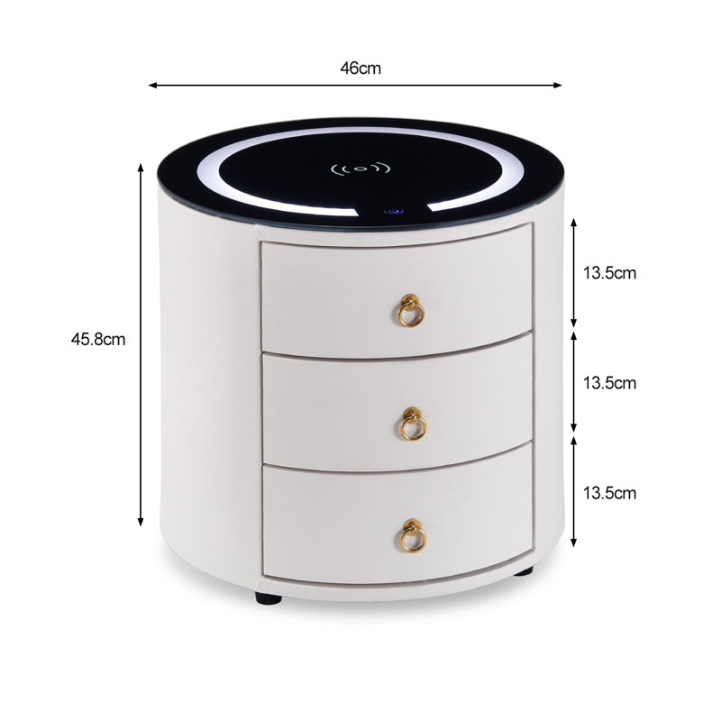 Broghin 46cm W Manufactured Wood Bedside Table, White