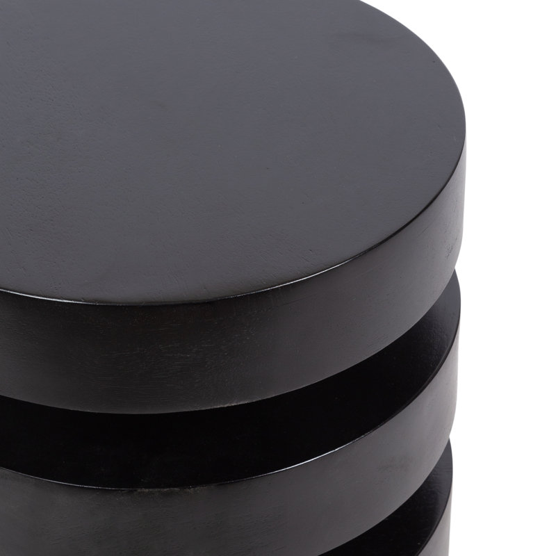 Stacked Solid Wood End Table, Black