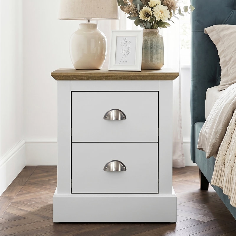 Octave 2 Drawer Bedside Table, White
