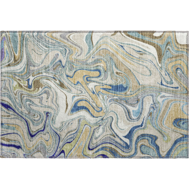 Premium Machine Washable Mayfield AMF2395 Abstract Rug, 2'6" x 3'10", Putty