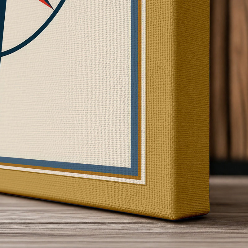 Compass Rose Geometric - Wrapped Canvas, Ochre Border, 30x20 - 76.2 x 50.8 cm