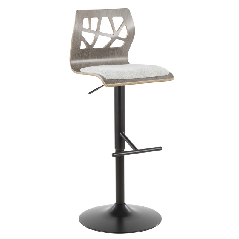 Avakate Swivel Upholstered Adjustable Height Counter Stool with Metal Frame, Light Gray/Black
