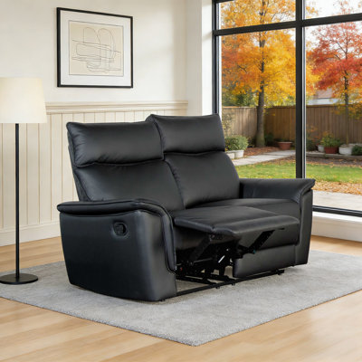 Modern 62.5" Wide Leather Matchette Manual Reclining Loveseat