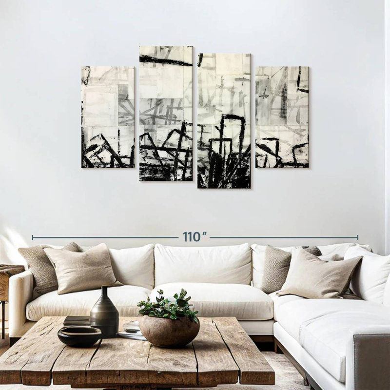 Avery Black And White Abstract, 48'' H x 75'' W
