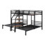 Structure de lit superposé triple avec tablettes de rangement et escalier-247055129
