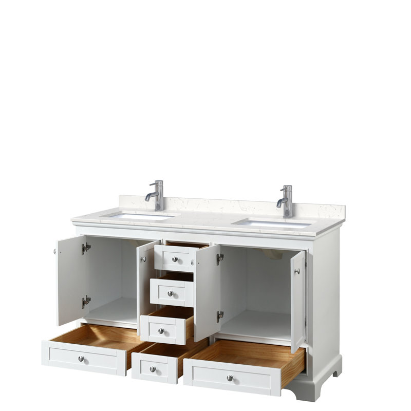 Deborah 60" White Double Vanity with Carrara Marble Top