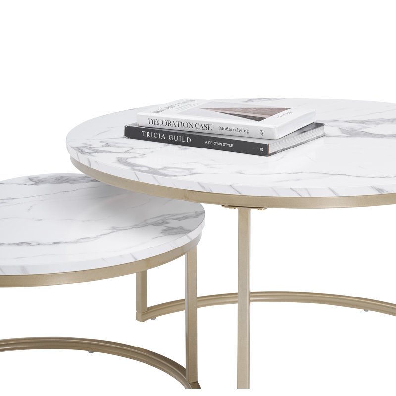 Frame Coffee Table, Nano Gold, White Marble, Marble