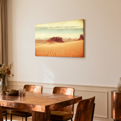 Paysage désertique avec dunes de sable et formations rocheuses - Ensemble de 1 tableau sur toile tendue