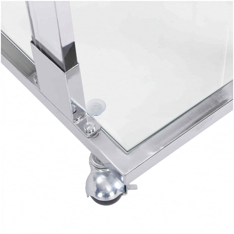 Table d'appoint en verre chromé, table de bout en acrylique, table carrée en C avec base en métal pour le salon, la chambre à coucher, le balcon, la maison et le bureau