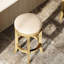 Hauteur de comptoir pivotante de 26 po avec design sans dossier, tissu crème rembourré, 4 pieds, repose-pieds en métal, supports
