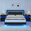 Ensemble de meubles de chambre à coucher modernes à DEL - Lit flottant et 2 tables de chevet à DEL avec station de charge-2122077553-2122077555