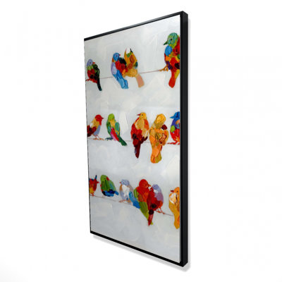 " A Lot Of Colorful Birds On A Wire "