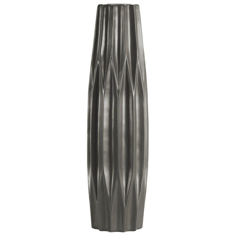 Vase de plancher d’intérieur en céramique merrionette, H 22,75 po x l 6,5 po x 6,5 po, Taupe