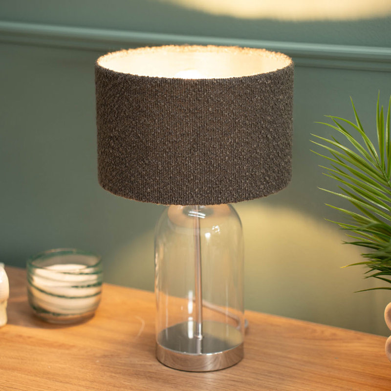 Glass Desk Lamp, Charcoal, Silver