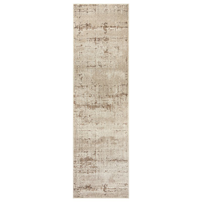 Textured Abstract Sandstone Beige Indoor High-Low Area Rug