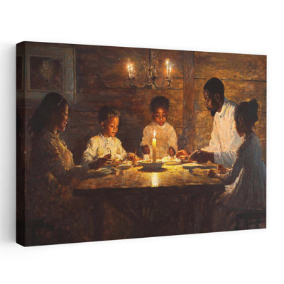 Candlelit Meal At The Table Rustic Traditional Abstract Portrait Wall Art Print