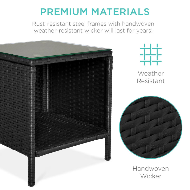 Patio Bistro Set, Black, Teal