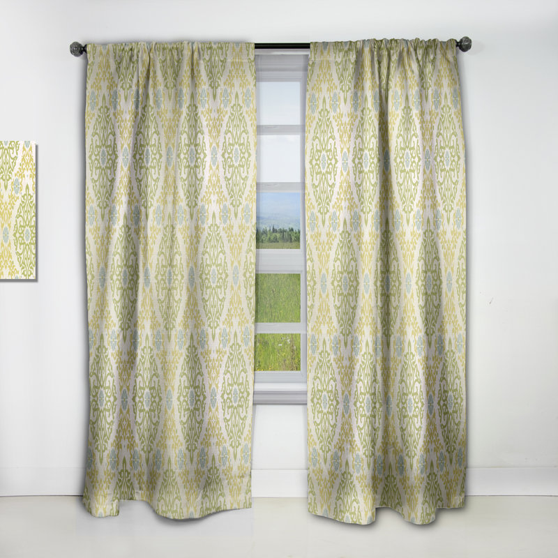 Eastern Damask Blackout Thermal Rod Pocket Single Curtain Panel, 52" W x 108" L