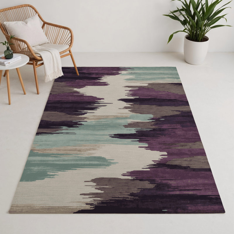 Tapis intérieur et extérieur brun Watercolor, Rectangle 9 pi x 12 pi