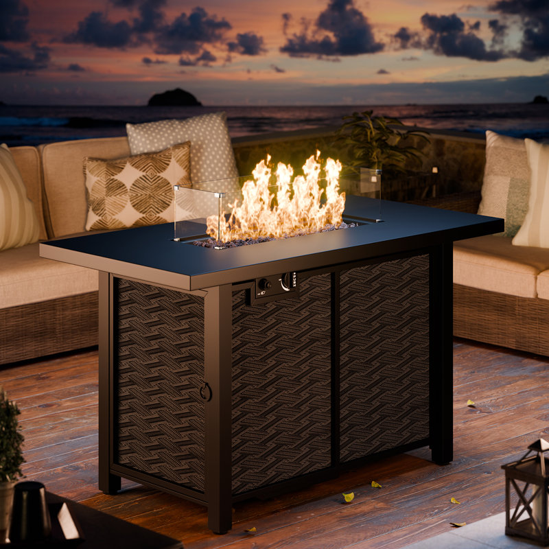 43" Outdoor Propane Fire Pit Table with Lava Rocks