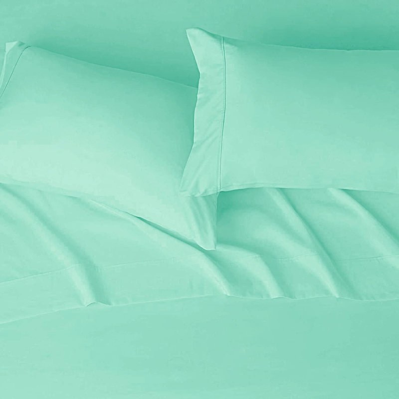 Ensemble de draps en microfibre / polyester à densité de tissage 180 fils Argia, Bleu turquoise