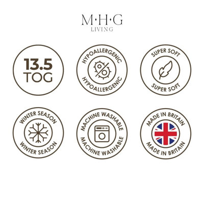 MHG Living Winter Microfibre Duvet 13.5 Tog with Breathable Hypoallergenic Hollowfibre Filling Cooling- Available Single/Double/King/Super King