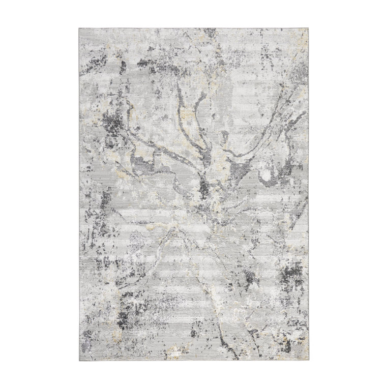 TOWN & COUNTRY LUXE Opaline Bold Marble Area Rug with Glam Metallic Ribbed Texture Pile, Black