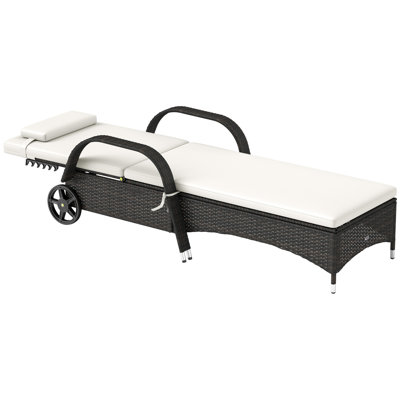 Adjustable Patio Chaise Lounges, Pe Rattan Steel Modern Poolside Chair