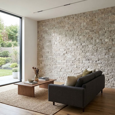 Noce Splitface 2x4 Brick Travertine Mosaic