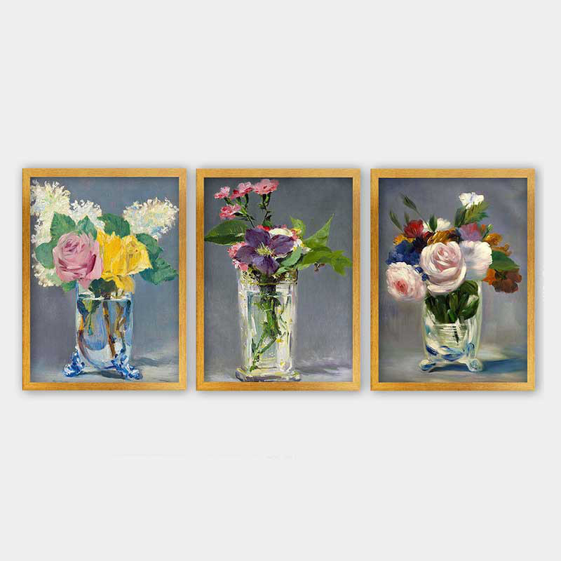 Ensemble de 3 peintures élégantes encadrées décoratives, 13,8 x 17,7 pouces chacune | 100% bois avec cadre 100% polystyrène (épaisseur: 0,8 pouce) | Impression numérique UV, parfaite pour le salon et la décoration intérieure