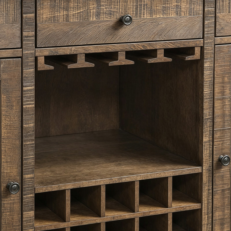56"Rustic Multi‑Functional Wine Sideboard Cabinet