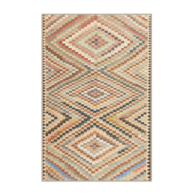 Tapis contemporain beige / rouge / brun Colville