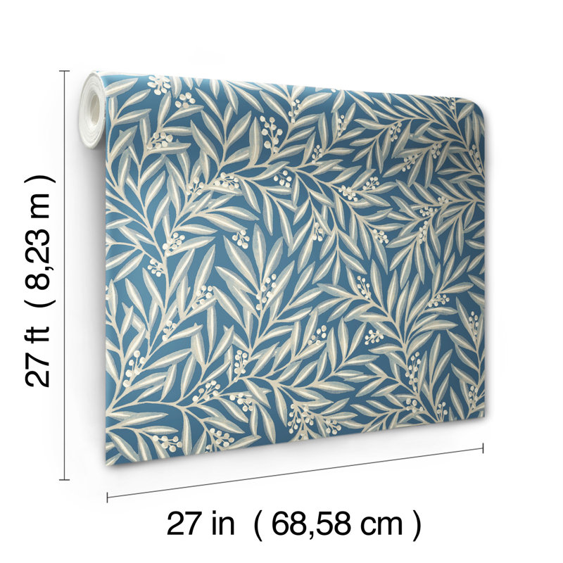Rouleau de papier peint L 27 pi x l 27 po Arts and Crafts Rowan, Bleu cendré
